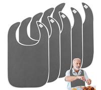 WANDGU Lot de 5 bavoirs pour adultes : bavoirs réutilisables en tissu éponge 75 x 45 cm, imperméables et lavables, pour hommes, femmes, personnes âgées et handicapées, gris