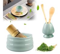WANDGU Lot de 5 Fouets à Matcha: Ensemble à Matcha avec Fouet à Matcha, avec 2 Cuillères à Matcha, Porte-Fouet, Récipient à Poudre de Matcha, Accessoires Japonais pour la cérémonie du Matcha