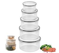 WANDGU Lot de 5 récipients micro-ondable récipients micro-ondable avec couvercles 370 ml, 700 ml, 1050 ml, 1700 ml, 2600 ml, conservation pour réchauffer, boîte de conservation ronde