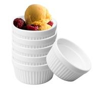 WANDGU Lot de 6 bols à crème brûlée Ø 9 cm : moules à soufflé, ragoûts, petits bols en céramique, moules en céramique, moules à dessert pour crème brûlée, dessert, muffin
