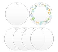 WANDGU Lot de 6 plaques acryliques rondes : 2 mm, transparentes, rondes, en acrylique transparent, panneaux ronds en acrylique, pour la fabrication de pendentifs décoratifs et la présentation de