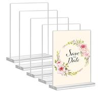 WANDGU Lot de 6 présentoirs de table A5 : présentoir de table en acrylique A5, support de table A5, présentoir de table en acrylique, support de menu, présentoir en plastique transparent pour mariage