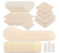 WANDGU Lot de 78 planches en bois brut pour travaux manuels : 7 tailles - Ensemble en bois de balsa avec corde de chanvre - Rond carré - Bois non traité pour scie à chantourner - Artisanat - Peinture