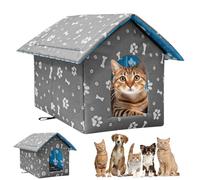 WANDGU Maison pour chat pour l'extérieur Imperméable : 40 x 38 x 35 cm Cabane d'extérieur résistante à l'hiver, maison aérée pour animaux de compagnie avec protection solaire et niche pliable pour