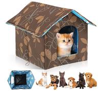 WANDGU Maison pour chat pour l'extérieur - Résistante à l'hiver : 40 x 38 x 35 cm - Imperméable - Avec coussin amovible - Pliable et chaud - Pour animaux domestiques errants, petits chiens et chats