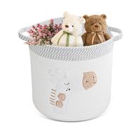 WANDGU Panier Rangement Enfant: Panier à Linge Bebe Chevreuil avec Poignée, Grand Panier en Corde de Coton, Paniers à Linge pour Chambre d'enfant, Table à Langer Bébé, Salle de Bain(30 x 30 cm)