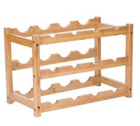 WANDGU Petite étagère à bouteilles Support de rangement : étagère à bouteilles à 2 étages, porte-bouteilles en bambou naturel, 2 étages-8 bouteilles de vin Étagère pour cuisine, comptoir, cave, bar