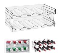 WANDGU Porte Bouteille Plastique Empilable: 8 Bouteilles Étagère à vin, Range Bouteille Eau, Organiseur de Réfrigérateur, Support de Rangement Empilable en Plastique pour Cuisine, Réfrigérateur