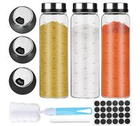 WANDGU Pots à Épices en Verre Borosilicate 500ml x3: Bocaux de Cuisine avec 3 Types de Trous, Couvercles Rotatifs Acier Inoxydable pour Cuisine & Barbecue, Design Hermétique Moderne
