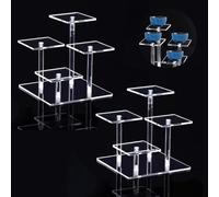 WANDGU Présentoir en Acrylique : Lot de 2 présentoirs en Acrylique, présentoir à Bijoux en Acrylique Transparent, étagère de présentation de Table, présentoirs en Acrylique Transparent pour Figurines