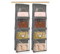 WANDGU Rangement Sac à Main: 2 Pièces Suspensionde Sac de Rangement à 8 Compartiments, Sac à Main Suspendu Organisateur Pliable et Ajustement Universel pour Le Rangement Des Sacs à Main des Femmes