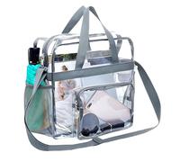 WANDGU Sac transparent avec poches zippées : sac transparent approuvé pour le stade, bibliothèque, stade, aéroport, plage