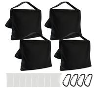WANDGU Sacs de sable pour photographie : lot de 4 sacs de sable vides pour photographie avec 4 mousquetons et 8 sacs, sac de sable vide en tissu Oxford pour studio photo, trépied, photographie en
