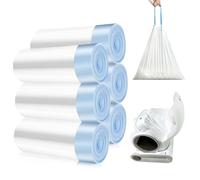 WANDGU Sacs Poubelle Avec Poignée de Transport : 6 Rouleaux pour Litière de Chat, 90 Pièces Autonettoyantes Durables, Recharge pour Litière pour Chat (Bleu)