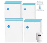 WANDGU Sacs sous vide pour couettes et vêtements : 12 sacs sous vide pour vêtements avec pompe électrique, ensemble de sacs sous vide, peu encombrants pour les voyages, le déménagement, le rangement