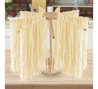 WANDGU Séchoir à pâtes en bois : séchoir à pâtes pliable en bois avec 9 bras amovibles pouvant supporter jusqu'à 4,5 kg, support à pâtes polyvalent réutilisable avec socle pliable pour pâtes faites