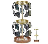 WANDGU Support de lunettes rotatif à 360° : rangement de lunettes de soleil, rangement de lunettes pour plusieurs lunettes, rangement de lunettes de soleil, étagère à lunettes, cadre en métal avec