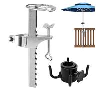 WANDGU Support de parasol de balcon : clip de parasol allongé, support de parasol de balcon pour plateaux de table, balustrade, support de parasol épais en fer, plage de serrage 0-20 cm