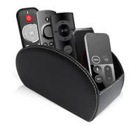 WANDGU Support de télécommande : support de télécommande en cuir PU avec 5 poches, rangement de la télécommande, télécommande TV pour télécommandes, maquillage, stylos, fournitures de bureau, noir