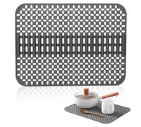 WANDGU Tapis Silicone pour évier 43x32cm Tapis de Drainage résistant à la Chaleur, Tapis de Cuisine antidérapant pour Plan de Travail et évier - Support à séchage Rapide avec Design en nid d'abeille