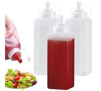 WANDGU Transparent Bouteille de Sauce: 3 Pièces 1000ML Sauce à Condiments Distributeur, Squeeze Bottle Réutilisables, Large Bouche Presser Les Bouteilles, Bouteilles en Ketchup pour Peinture, Cuisson