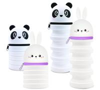 WANDGU Trousse à crayons en silicone : 2 pièces Trousse à crayons en silicone souple Trousse à crayons pour étudiante adolescente fille adolescente Dessin animé Porte-crayon Lapin Panda, Blanc