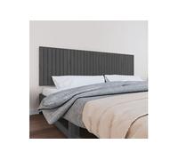 Vidaxl Tête De Lit Murale Gris 204x3x60 Cm Bois Massif De Pin Marron