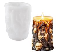 WANDIC 1 moule d'Halloween en résine époxy style sorcière pour fabrication de bougies pour décoration d'intérieur d'Halloween