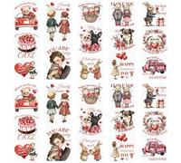 WANDIC 10 Feuilles Autocollants de Transfert de Saint-Valentin, Autocollant de Transfert à Frotter Meuble Vintage Texte d'amour Fleur Décalcomanies Scrapbooking pour DIY Décoration Cadeau, 10 x 30 cm