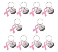 WANDIC 10 PCS Octobre Rose Porte-clés, Porte-clés sur le Thème du Cancer du Sein avec Pendentif en Métal Motif Ruban Rose Papillon, pour la Décoration d'événements Caritatifs