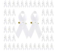 WANDIC 100 Épingles à Ruban Blanc, Broche Pins De Sensibilisation Au Cancer du Poumon Épingles en Polyester, pour Hommes Et Femmes, pour Commémorations d'Œuvres de Bienfaisance