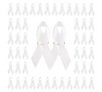 WANDIC 100 épingles de sensibilisation au cancer du poumon en ruban blanc satiné Sensibilisation au cancer des poumons - Cancer de l'os Cancer cécordité