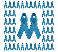 WANDIC 100 PCS Épingles à Ruban Bleu Denim Broches de Ruban de Sensibilisation à L'Amyotrophie Spinale Badges de Sensibilisation à L'Albinisme pour Le Mouvement des Gènes de Jeans