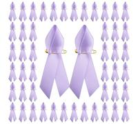 WANDIC 100 PCS Lilas Ruban Sensibilisation Épingles en Satin Sensibilisation Aux Soignants Famille Sensibilisation Au Cancer Vulvaire Ruban Broche Lavande Broche avec Épingle De Sûreté