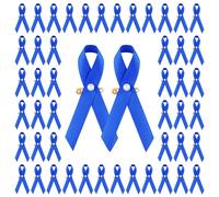 WANDIC 100 PCS Pins Ruban Bleu Novembre, Broche Bleu de Sensibilisation au Cancer de la Prostate et du Colon avec Épingles Perles, pour Movember Accessoires, Les Fournitures de Fête et d'Événement