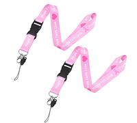 WANDIC 2 PCS Octobre Rose Porte ordon Tour de Cou de Sensibilisation au Cancer du Sein,Lanière de Ruban Rose de Cou Porte-Badge pour Porte-Clés,Téléphone