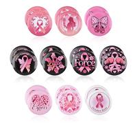 WANDIC 20 Octobre Rose Pins broches rondes ruban rose pour la sensibilisation au cancer du sein pour bienfaisance et bien-être public