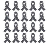 WANDIC 20 PCS Broches en Forme de Ruban Gris Broche de Sensibilisation à la Maladie de Parkinson Tumeur Cérébrale Épingles Décoratives en Métal et Émail Coloré, pour Les Activités de Public