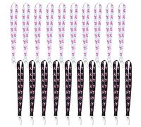 WANDIC 20 PCS Octobre Rose Tour de Cou Porte ordon Badge Porte-Carte Lanière de Sensibilisation au Cancer du Sein Ruban Rose pour Porte-Clés ID Badge Téléphone