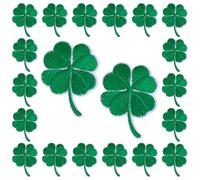 WANDIC 20 PCS St Patrick's Day Broderie Patch Thermocollant,Ecusson Thermocollant Trèfle à Quatre Feuilles Patch de Transfert de Chaleur Décoration Festive, pour Vestes et Jeans