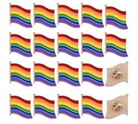 WANDIC 20 Pièces Drapeau LGBT Pride Pins Broches en Émail Arc en Ciel avec Dos en Alliage D'Or Badges Gay Pride pour la Fabrication de Bijoux Bracelet Collier Boucles D'Oreilles