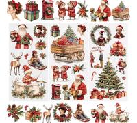 WANDIC 3 Feuilles Autocollants de Transfert Noël, Autocollant de Transfert à Frotter pour Meuble Décoration de Noël Décalcomanies Scrapbooking Motif Élan pour Travaux Manuels, 15 x 30 cm