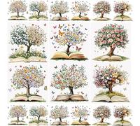 WANDIC 3 Feuilles Autocollants de Transfert pour Meubles, Autocollant Transfert à Frotter Stickers Scrapbooking Décoration Livres Arbres Papillons, pour Albums Photos, Tasses, Vases, 15 x 30 cm