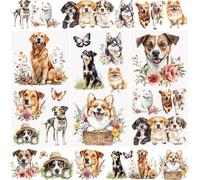 WANDIC 3 Feuilles Autocollants de Transfert,Transfert Stickers pour Meuble Imperméables,Motif du Chiot pour Travaux Scrapbooking Loisirs Créatifs Décoration, 15 x 30 cm