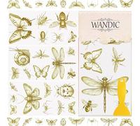 WANDIC 3 feuilles d'autocollants de transfert à frotter, décalcomanie décorative dorée pour meubles, motif papillon, abeille, design personnalisé, pour cartes postales,15 x 30 cm