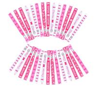 WANDIC 30 PCS Bracelet Ruban Rose, Bracelet Octobre Rose Contre Le Cancer Du Sein Ajustable en Espoir Aimer Polyester Ensemble de Différents Motifs, pour La Sensibilisation Activités de Public