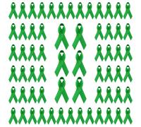 WANDIC 300 PCS Broches Pins avec Ruban en Satin et épingle à nourrice, pour Sensibilisation à la santé mentale, au Cancer du Foie, pour Homme ou Femme, 7,5 x 4 cm, Vert