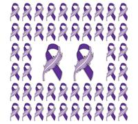 WANDIC 50 broches ruban violet, pins de revers pour la sensibilisation à la maladie d'Alzheimer, à l'épilepsie et au cancer du pancréas, badges pour les activités caritatives sociales