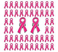 WANDIC 50 PCS Octobre Rose Broche, Pins de Cancer du Sein Rose Ruban Broches Décorations d'octobre Métal en Forme de Bijoux en Émail, pour Activités de Santé du Sein