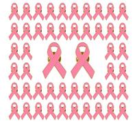 WANDIC 50 PCS Octobre Rose Pins, Broche Ruban Rose Épingles à de Sensibilisation au Cancer du Sein Badges Métal de Fond Doré avec Boucle Papillon pour L'Événement Caritatif de Santé de la Femme